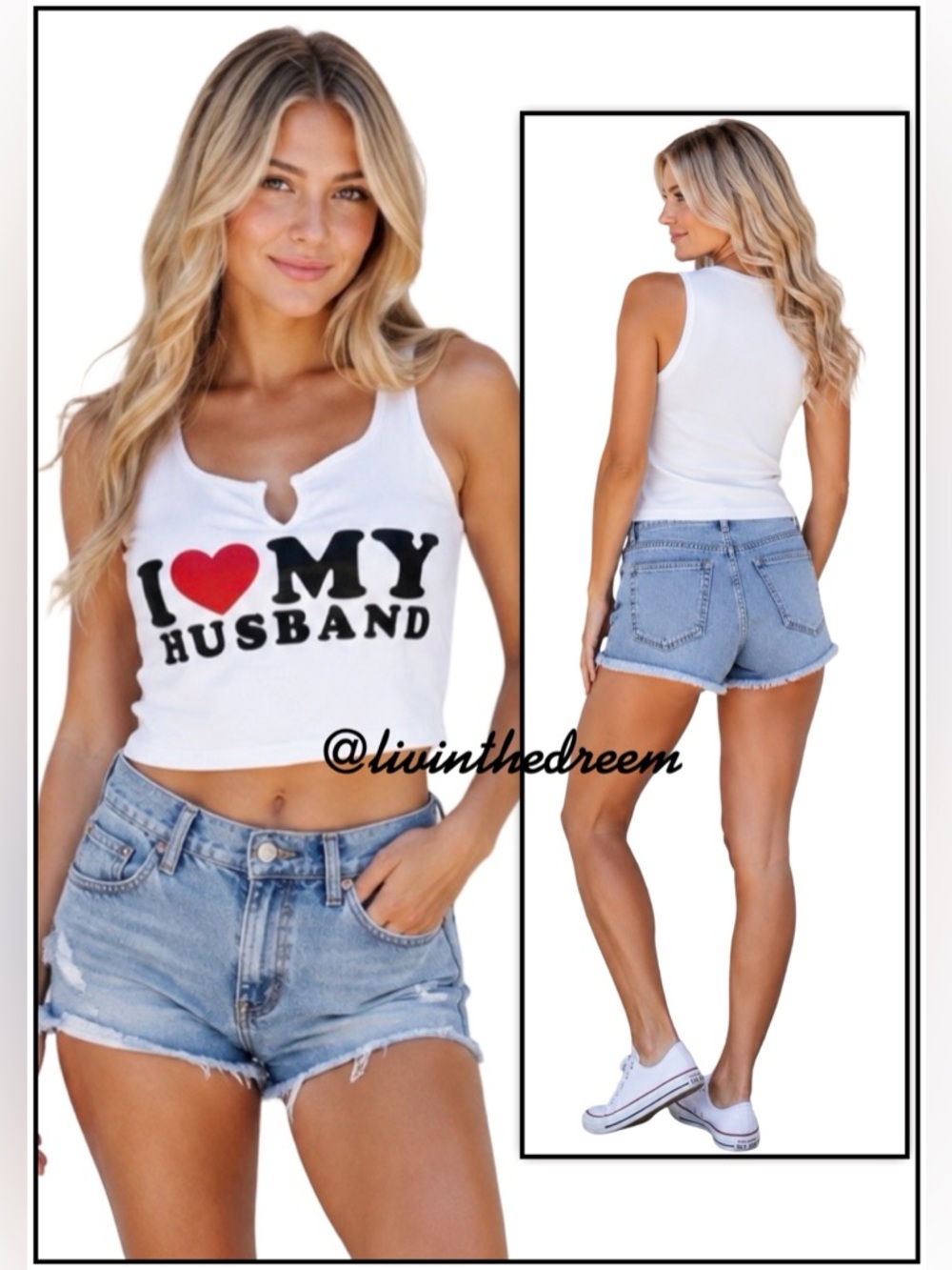 Boutique White  I ❤️ My Husband Cropped Tank SZ M / L / XL $29